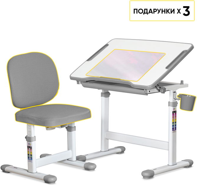 Комплект Evo-Kids стол + стул Evo-06 Plus Grey (Evo-06 Plus G) - изображение 4