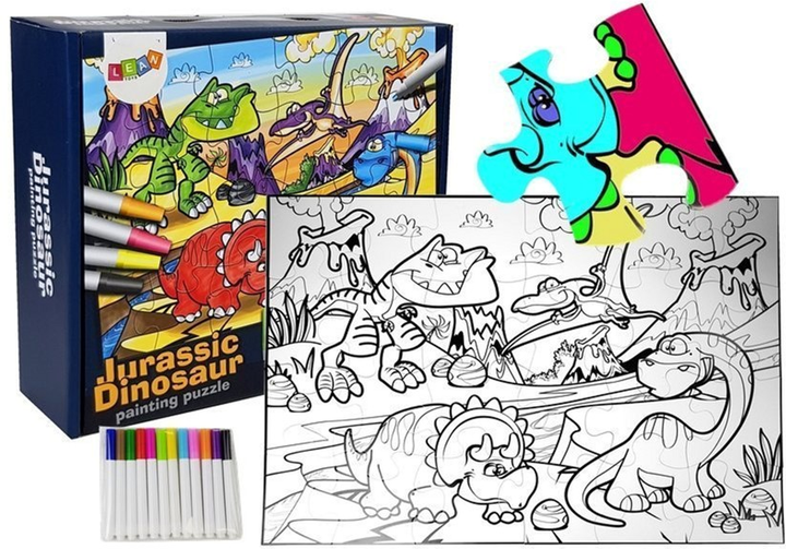 Пазли - розмальовки Lean Toys Ера динозаврів 24 елементи 7798 (5903802453898) - зображення 3