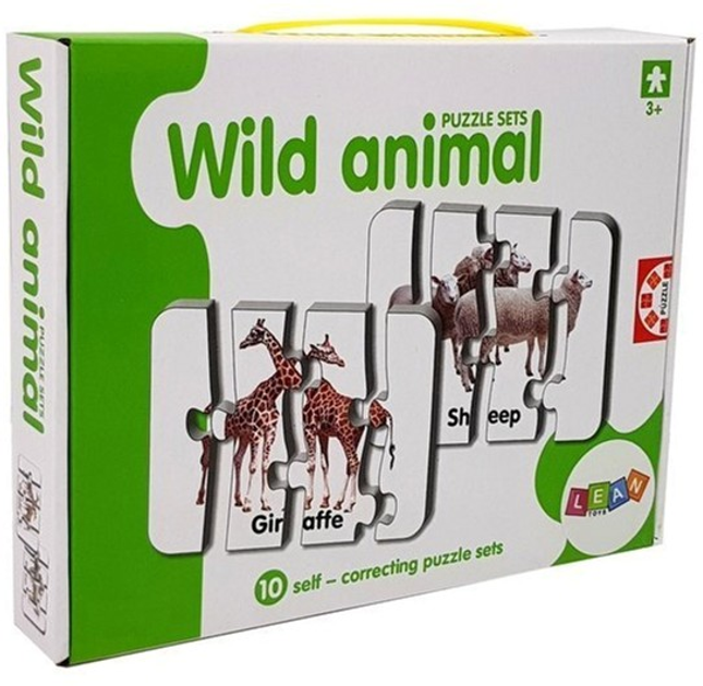 Puzzle edukacyjne Lean Toys Dzikie zwierzęta 10 połączeń 7811 (wersja angielska) (5903802454024) - obraz 1