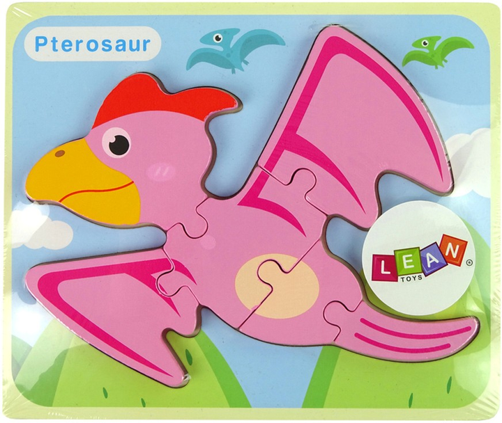 Puzzle drewniane Lean Toys Dinozaury Pterodaktyl i Pliosaurs 6 elementów 10342 (5904665991817) - obraz 3