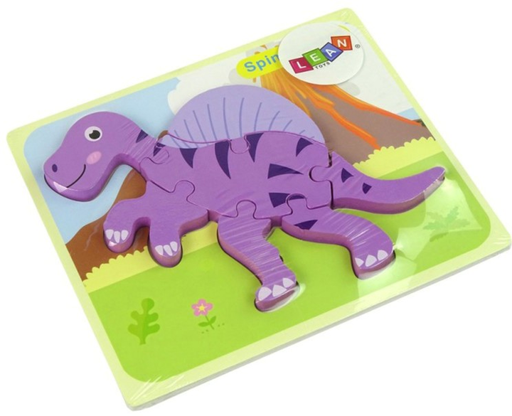 Дерев'яний пазл Lean Toys Динозаври Коритозавр і Спінозавр 6 елементів 10344 (5904665991831) - зображення 4