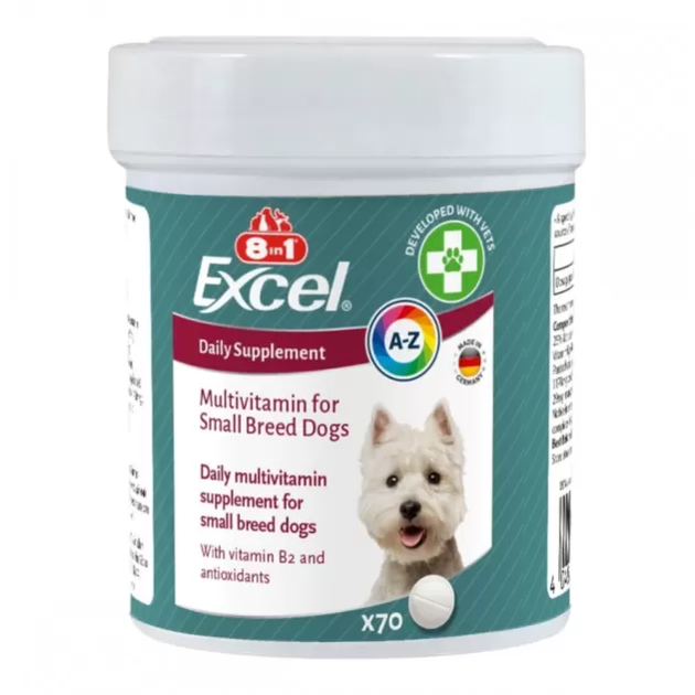 Мультивитаминная добавка для собак маленьких пород 8in1 Excel Multi Vitamin Small Breed, 70 таб - Фото 1 Мультивитаминная добавка для собак маленьких пород 8in1 Excel Multi Vitamin Small Breed, 70 таб - изображение 1