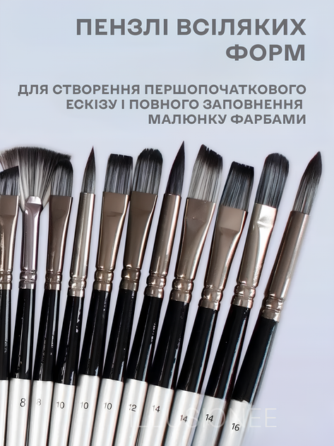 Набор кистей для рисования 24 шт кисти художественные кисточки акрил акварель гуашь масло пастель нейлоновые с латунными наконечниками с шпателем для художника творчества по холсту дереву профессиональные в кейсе + в комплекте спонж 1 шт ТТ5 3DTOYSLAMP - изображение 11