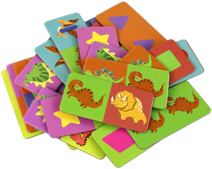 Puzzle Lean Toys Dwustronne domino dinozaury 10 x 5 cm 28 elementów 16516 (5905884450253) - obraz 3