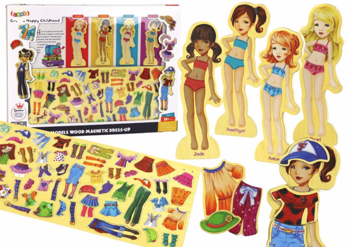 Магнітні пазли Lean Toys Стилізація одягу ляльок 65 елементів 17491 (5905991003212) - зображення 2