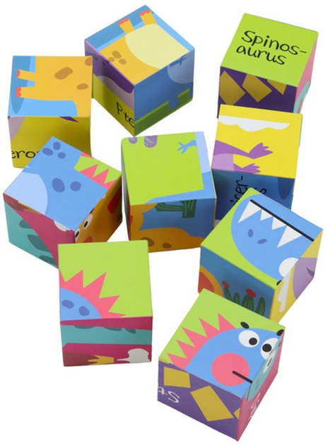 Zestaw Puzzle edukacyjnych Lean Toys Kostki Dinozaury 6w1 9 elementów 17925 (5905991007753) - obraz 4