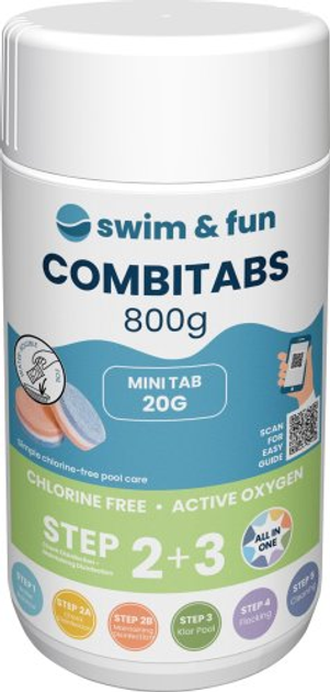 Tabletki do basenu Swim and Fun combi tabs bez chloru 40 x 20 g 1770 (5704841017702) - obraz 1