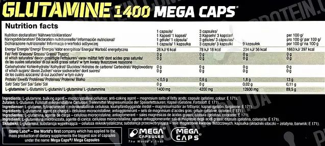 Глютамин OLIMP L-Glutamine Mega Caps blister, 120 капс. - изображение 2