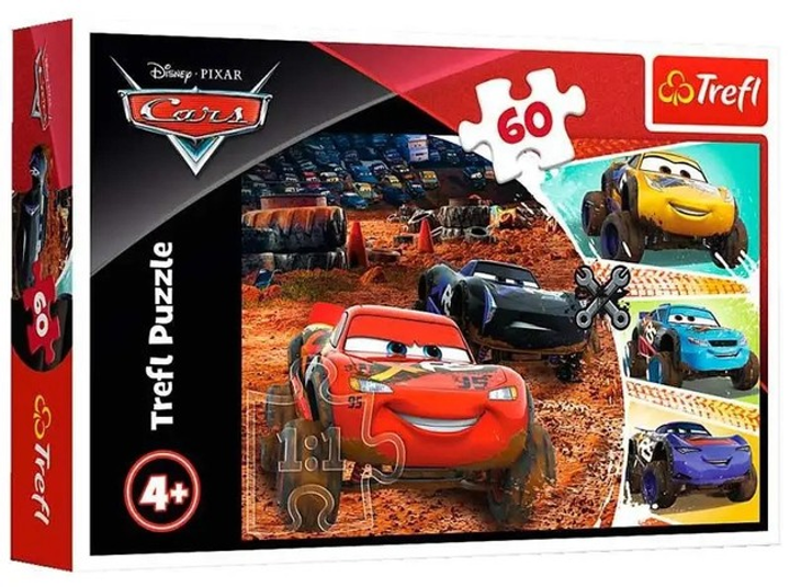 Puzzle Trefl Zygzak McQueen z przyjaciółmi 60 elementów 17327 (5900511173277) - obraz 1