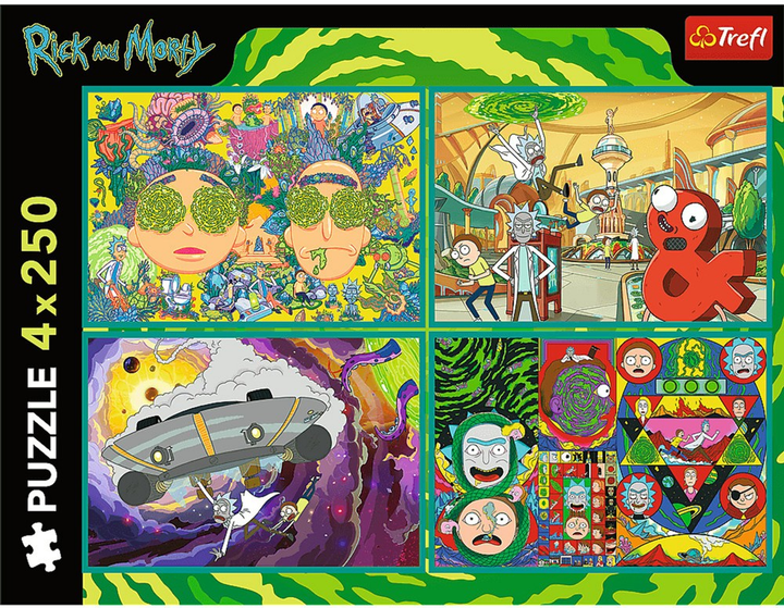 Zestaw Puzzle Trefl Zakręcony świat Ricka i Morty'ego 4 x 250 elementów 13338 (5900511133387) - obraz 2