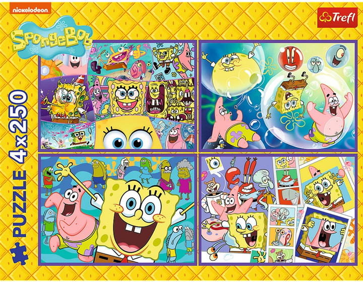 Zestaw Puzzle Trefl Szalony świat Sponge Boba 4 x 250 elementów 13342 (5900511133424) - obraz 5