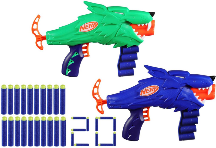 Zestaw wyrzutni Hasbro Nerf Easy Play Wild Wolfpack 2 szt + 20 strzałek G0031 (5010996255419) - obraz 3