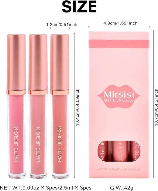Набор водостойких жидких матовых помад Mirsist Matte Lipstick C 3 шт - изображение 7
