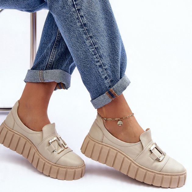 Buty wsuwane damskie Lewski Shoes 3398 39 Beżowy/Srebrny (5905677947816) - obraz 2
