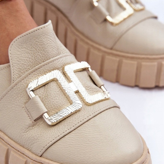 Buty wsuwane damskie Lewski Shoes 3398 38 Beżowy/Srebrny - obraz 5