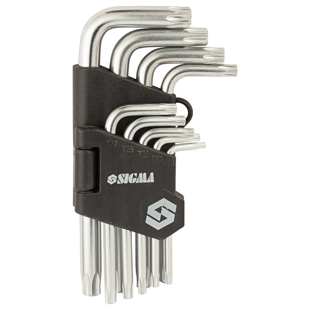 Ключи TORX 9шт T10-T50 мм CrV (короткие с отверстием) SIGMA (4022211) 1482327 - изображение 2