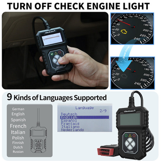 Skaner samochodowy Qoltec Digital OBD2 EOBD diagnostic Tester Interface ProLine 8V-25V Dual System (5901878506845) - obraz 10