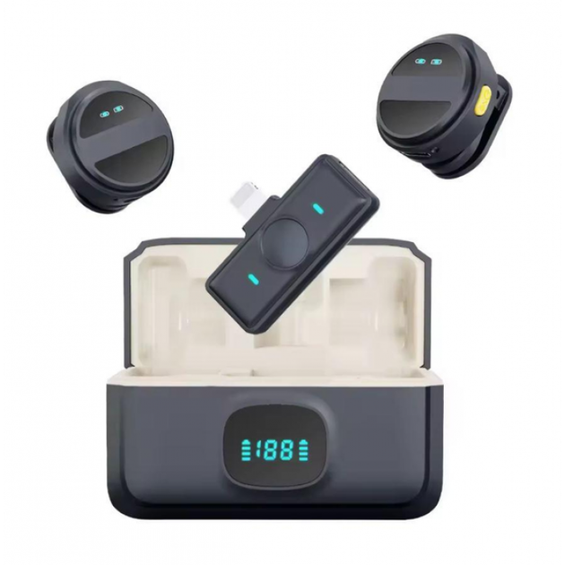 Бездротовий Мікрофон DigiSound SX21 2+1 Петлічний для телефону Android, iPhone Автоматичне шумозаглушення ANC магніт 600 мА·год >65 дБ - зображення 3