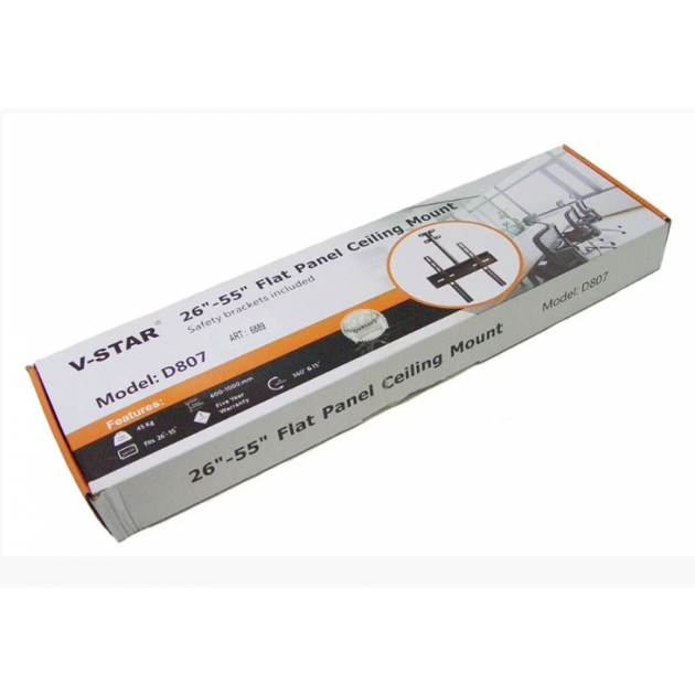 Крепление потолочное для телевизора Кронштейн V-STAR D807 26-55" до 45 кг наклон ±15° поворот вокруг оси 360° - Фото 4 Крепление потолочное для телевизора Кронштейн V-STAR D807 26-55" до 45 кг наклон ±15° поворот вокруг оси 360° - изображение 4
