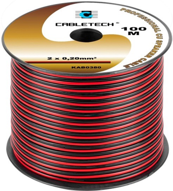 Przewód głośnikowy Cabletech 2 x 0.2 mm² 100 m Black/Red (5901436734833) - obraz 1