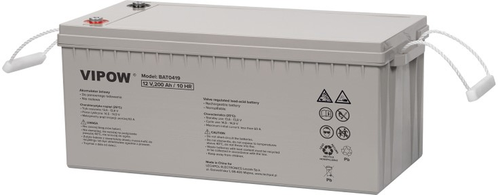 Акумуляторна батарея гелієвий Vipow 12V-200Ah (BAT0419) - зображення 1