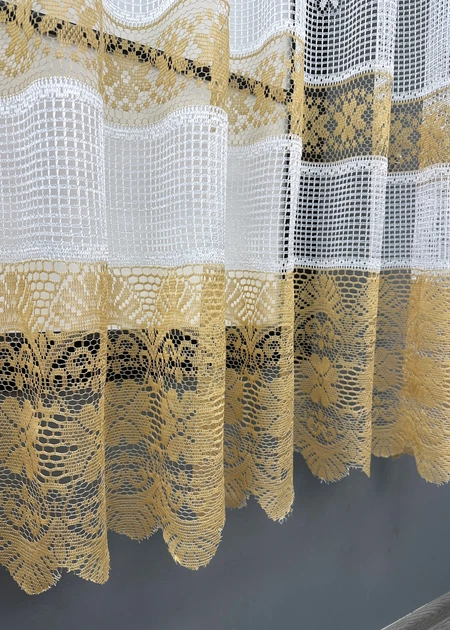 Тюль сітка VR-Textil Juli № 1721т Арка на кухню колір білий з світло-коричневим 300х155 см (53-0028) - зображення 6