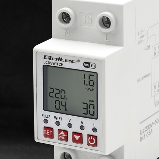 Wi-Fi реле з лічильником Qoltec Wi-fi DIN rail relay with electricity meter 63A Timer Tuya (5901878509907) - зображення 9