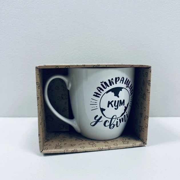 Чашка керамическая 500 мл "Найкращий у світі кум" подарочная коробка 5022 - изображение 2