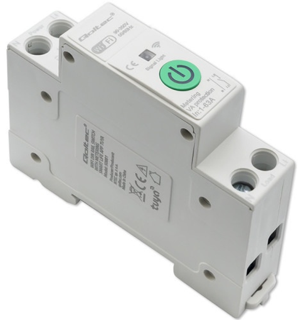Wi-Fi реле з лічильником Qoltec Wi-fi DIN rail relay with electricity meter 63A TUYA SMART LIFE (5901878508818) - зображення 3