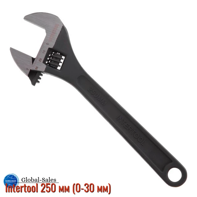 Ключ разводной Intertool 250 мм (HT-0193) - Фото 1 Ключ разводной Intertool 250 мм (HT-0193) - изображение 1