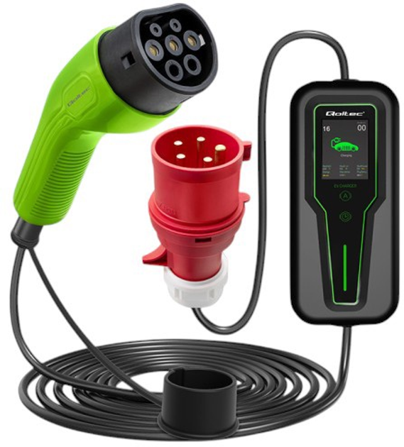 Mobilna ładowarka do samochodu elektrycznego Qoltec EV z regulacją 2 w 1 Typ 2 7 kW 5 m (5901878524665) - obraz 1