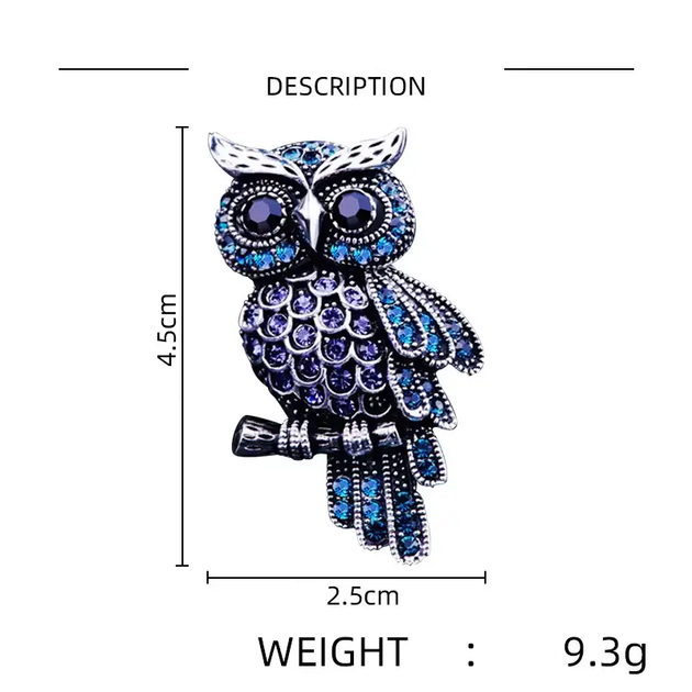 Брошь Сова OWL булавка с совой серебристая - изображение 3