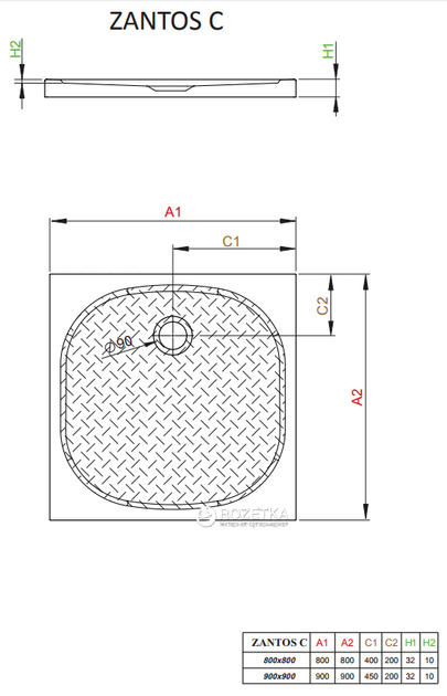 Душевой поддон RADAWAY Zantos С 90 M3ZNC9090-06 - изображение 4