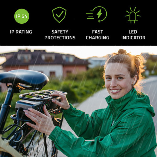 Блок живлення для електричного велосипеду Qoltec Charger for e-bike, electric scooter 36V / 42V 2A 5.5*2.1 (5901878503325) - зображення 9