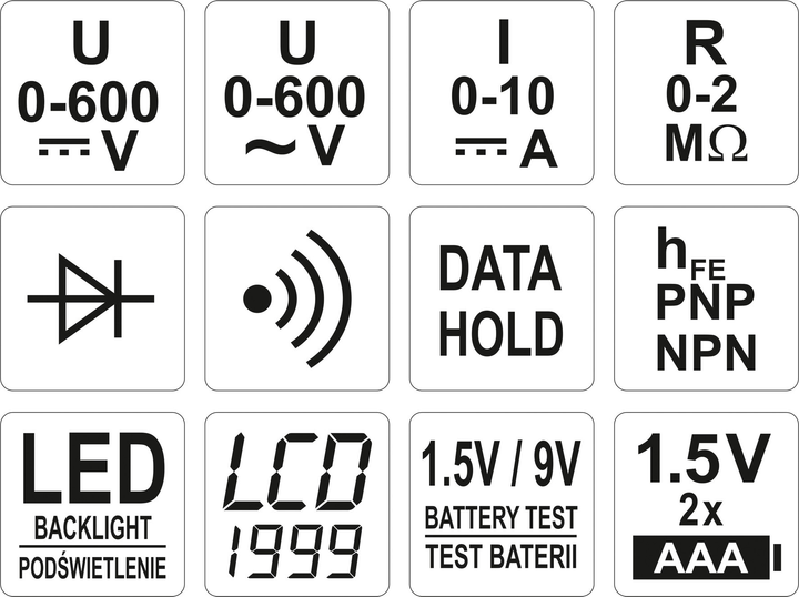 Мультиметр цифровий YATO YT-73081 - зображення 5