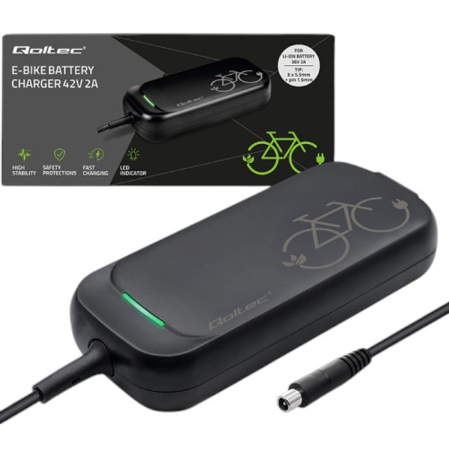 Zasilacz do roweru elektrycznego Qoltec Charger for e-bike, electric scooter XIAOMI 36V / 42V 2A 8.0*8.0 mm (5901878503349) - obraz 1