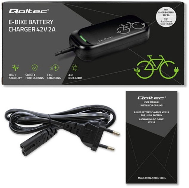 Zasilacz do roweru elektrycznego Qoltec Charger for e-bike, electric scooter XIAOMI 36V / 42V 2A 8.0*8.0 mm (5901878503349) - obraz 8