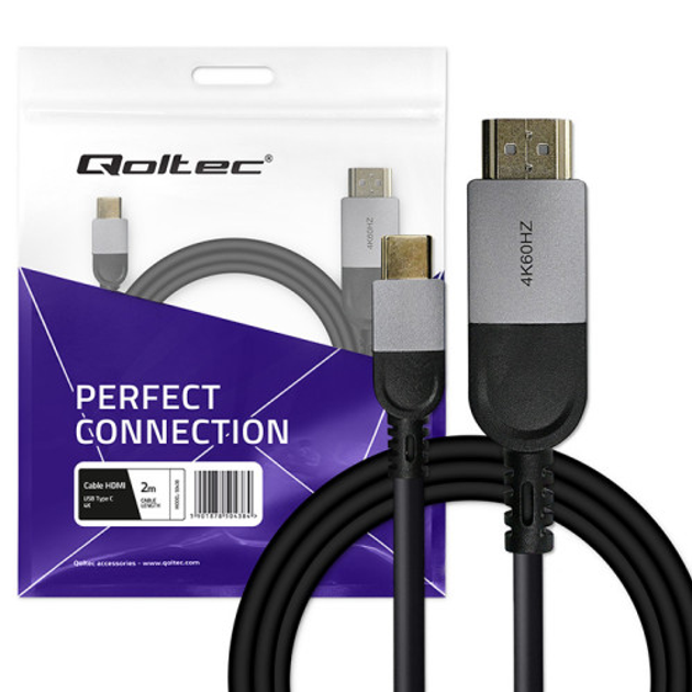 Kabel Qoltec USB-C to HDMI 5 m Black-Grey (5901878504384) - obraz 4