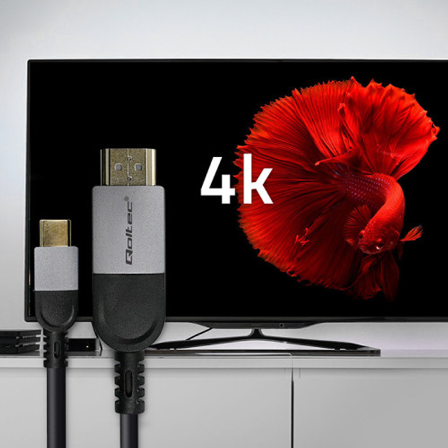 Kabel Qoltec USB-C to HDMI 5 m Black-Grey (5901878504384) - obraz 5