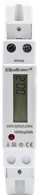 Licznik energii elektrycznej Qoltec Single-phase electronic meter DIN rail energy consumption meter 230V 30A LCD 1P (5901878509938) - obraz 4