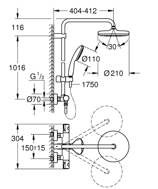 Душова система GROHE TEMPESTA SYSTEM 210 26811001 - зображення 2