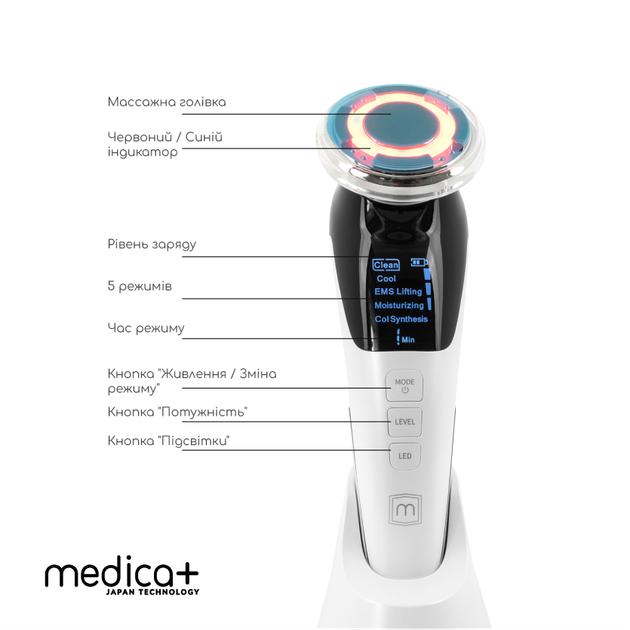 Микротоковый RF Lifting Массажер для лица Skin Lifting 7.0 White - EMS, LED - изображение 3