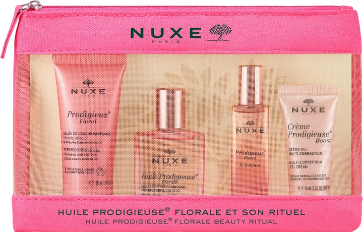 Набір для жінок Nuxe Huile Prodigieuse Floral Гель для душу 30 мл + Сухий олія для тіла 10 мл + Гель-крем для обличчя 15 мл + Парфуми 15 мл (3264680039713) - зображення 1