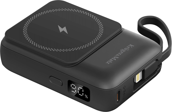 УМБ Kruger&Matz MagSafe 10000 мАг 22.5 Вт з каблем Black (KM0913-B) - зображення 1