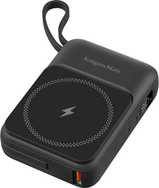 УМБ Kruger&Matz MagSafe 10000 мАг 22.5 Вт з каблем Black (KM0913-B) - зображення 3