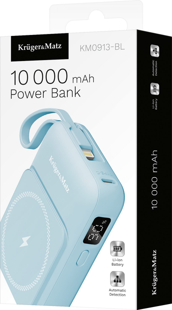 Powerbank Kruger&Matz MagSafe 10000 mAh 22.5 W z kablem Blue (KM0913-BL) - obraz 7