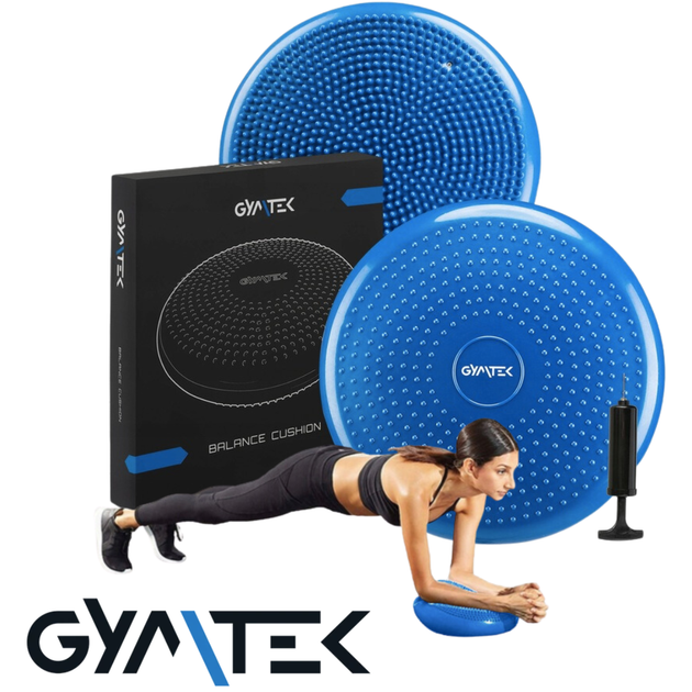 Балансувальна подушка Gymtek синя з насосом: Масажна, 33 см, до 150 кг. Для фітнесу, йоги, реабілітації, офісу - зображення 5