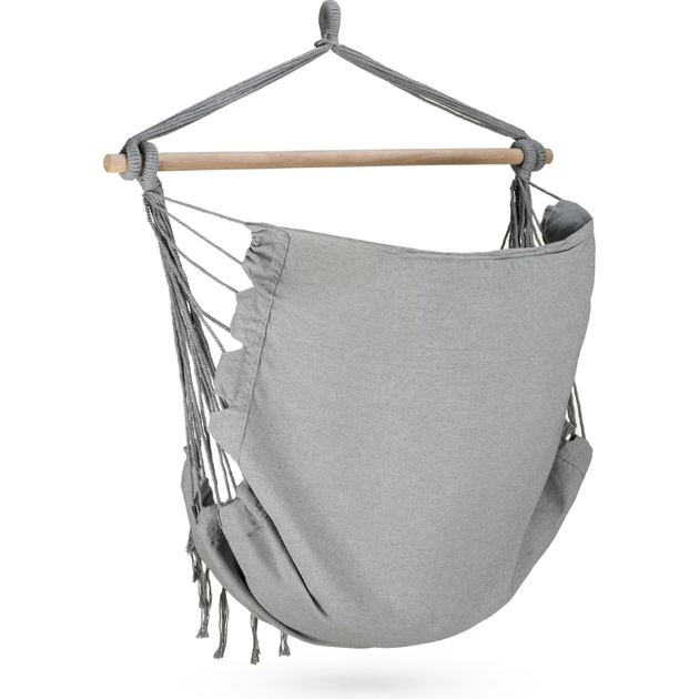 Бразильское кресло-гамак Outtec Boho XXL серое подвесное кресло-качалка для отдыха дома - изображение 6
