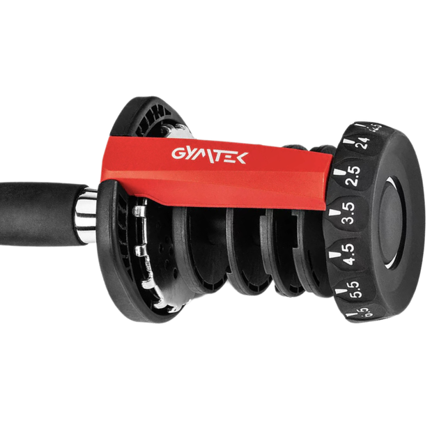 Гантель Gymtek розбірна регульована, 2.5-24 кг, червона. Для силових тренувань, фітнесу, дому, кросфіту - зображення 11