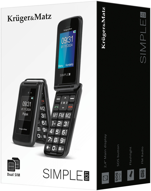 Мобільний телефон Kruger&Matz Simple 931 4G для літніх людей Black (5901890118491) - зображення 7